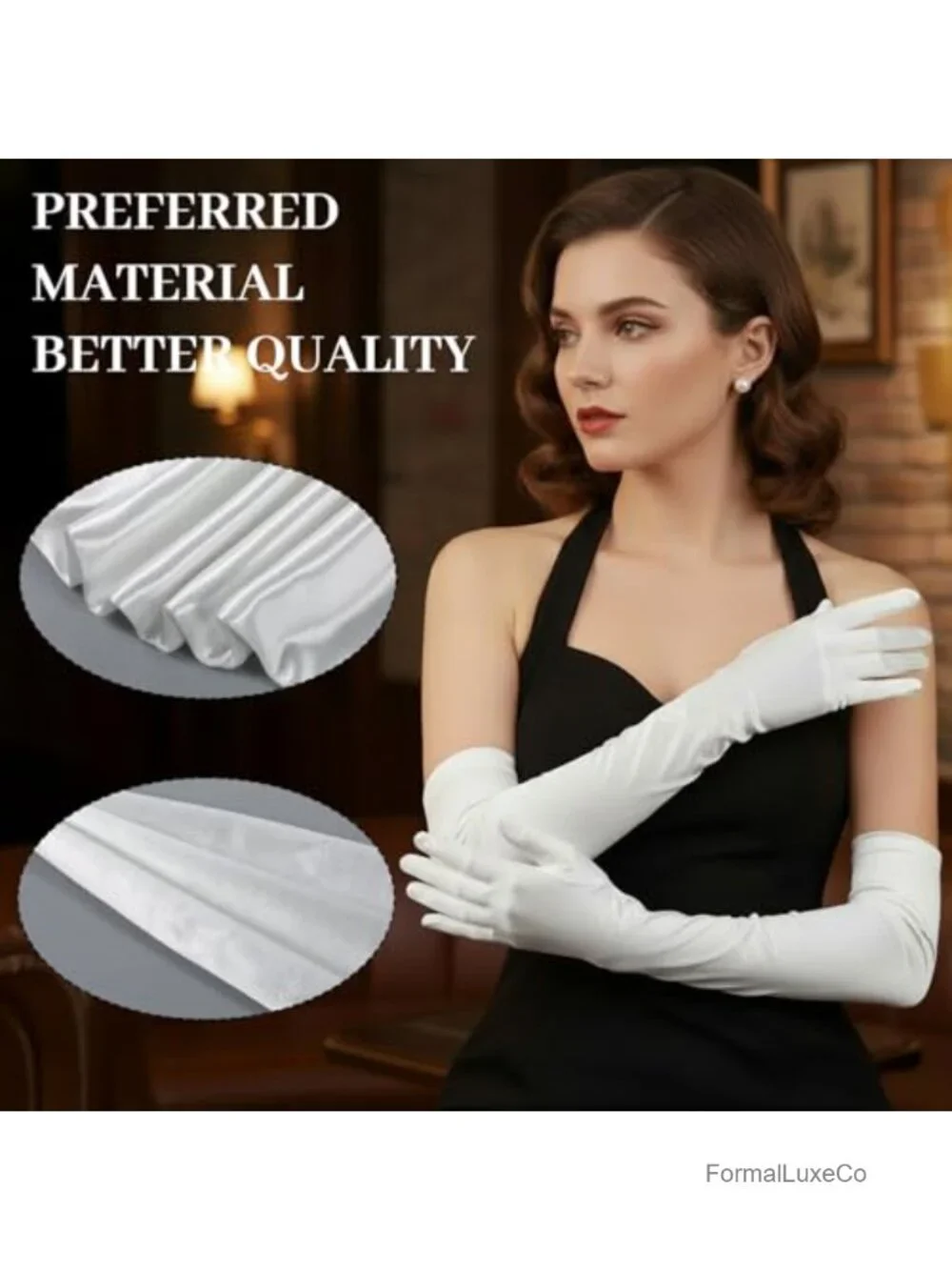 Satin Opera Gloves Elbow Length 20 Inch Formal Wedding Bridal Costume Accessory